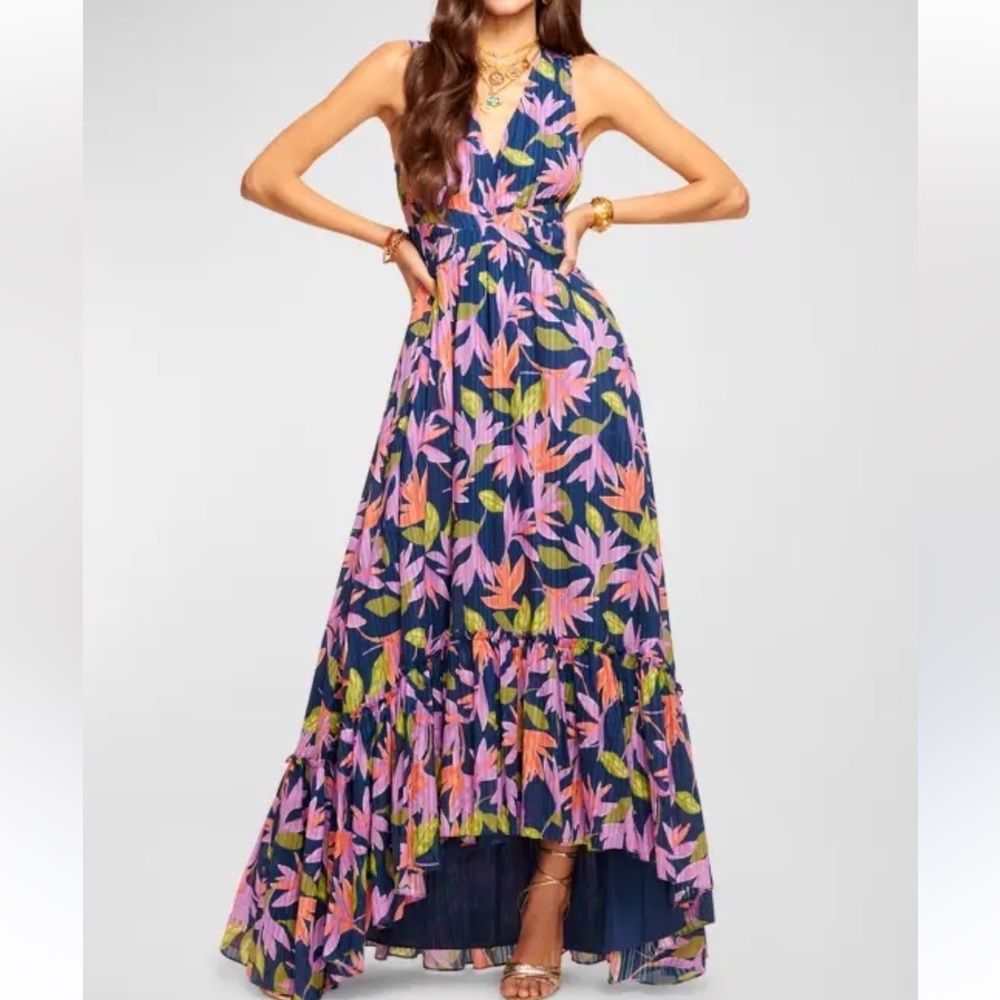 Ramy Brook Spring Navy Paradise Floral Miles High-Low Maxi Dress Size 00